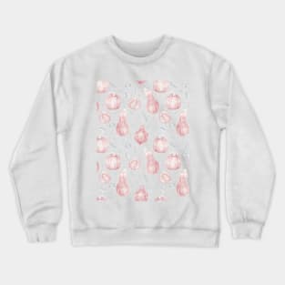 Pink Pumpkin Seamless Pattern with Grey Witchy Doodle Crewneck Sweatshirt